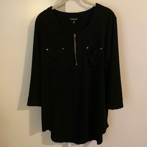 Black Ellen Tracy Top with Gold Features